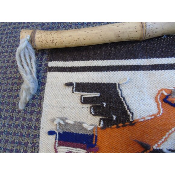 Vintage 1970’s Guatemala Handmade Hand Woven Wool Wall Hanging Sugar Cane Strip - Picture 10 of 10